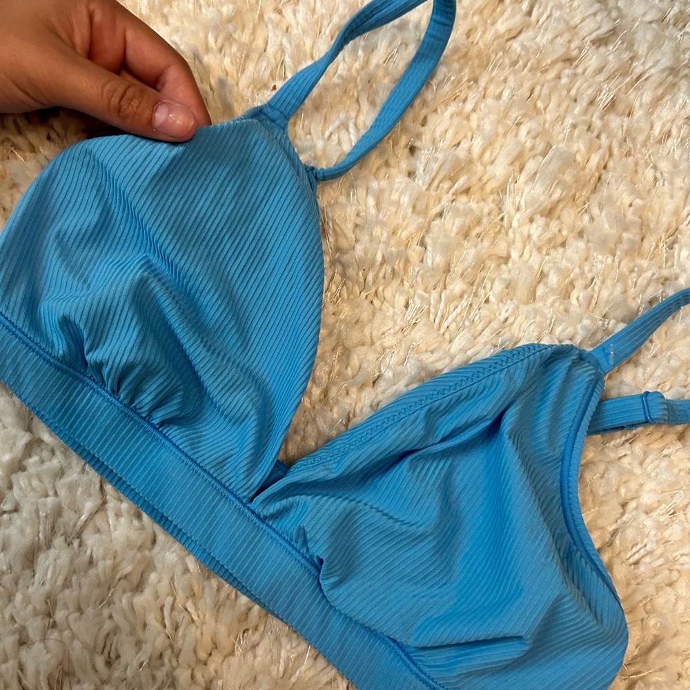 Blue Ribbed Bralette - Picture 3 of 5